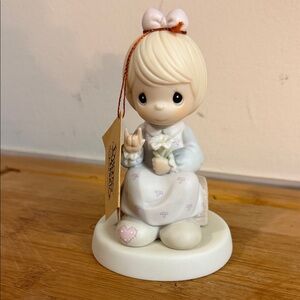 Precious Moments Cream and Pink Girl Figurine